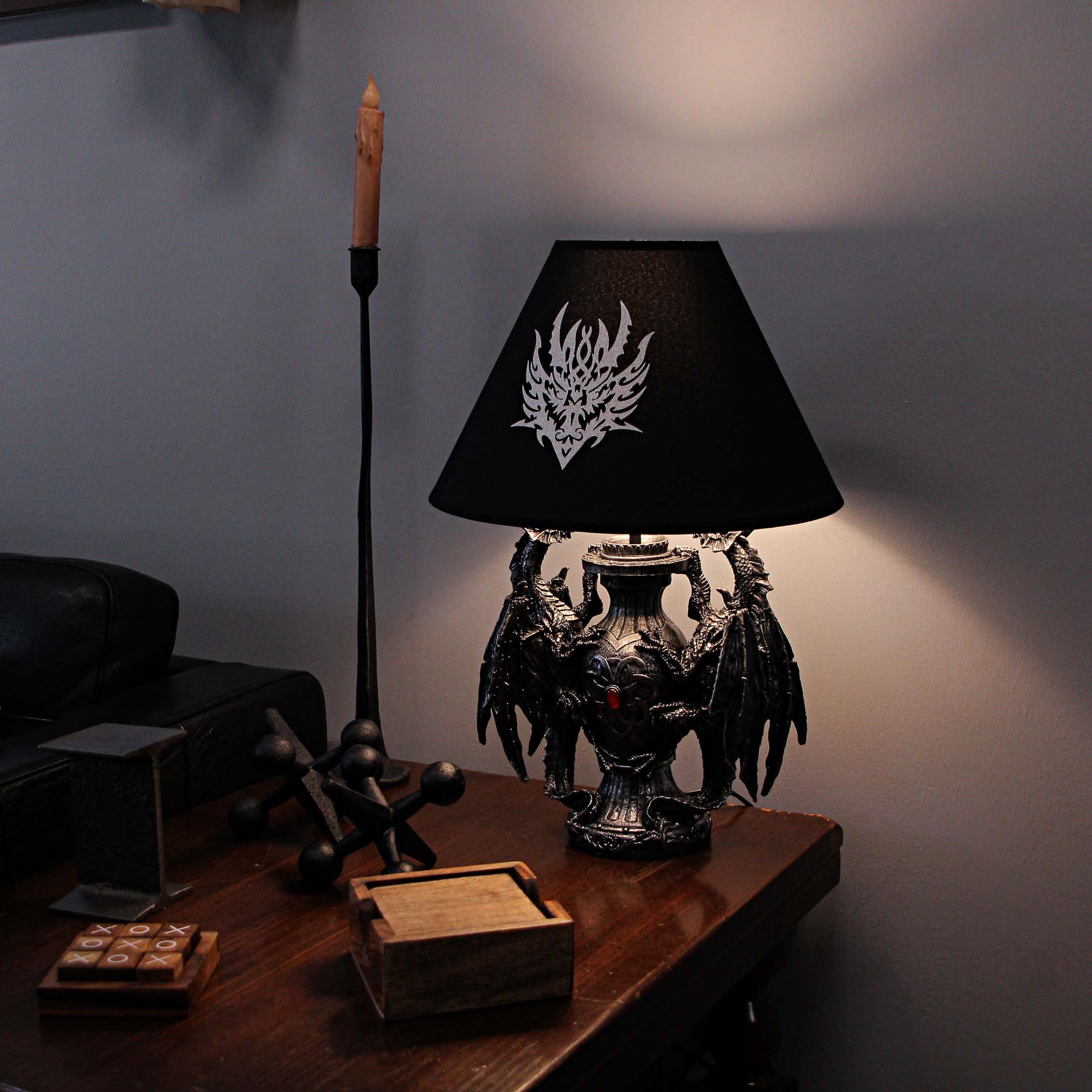 Zeckos Gothic Guardians of Light Medieval Dragons Resin Table Lamp